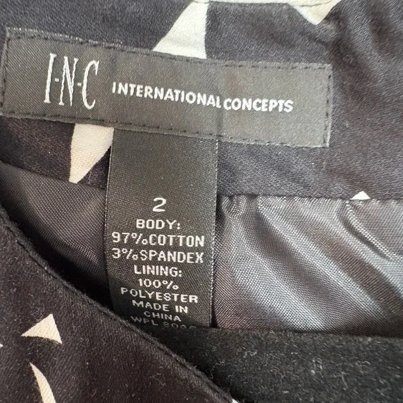 INC International Concepts Black and White Sleeveless Printed Mini Dress - Picture 3 of 3